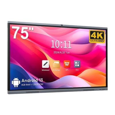 4K HD المدرسة اللوحة البيضاء التفاعلية Android13 8 128G Win10 نظام مزدوج شاشة لمس