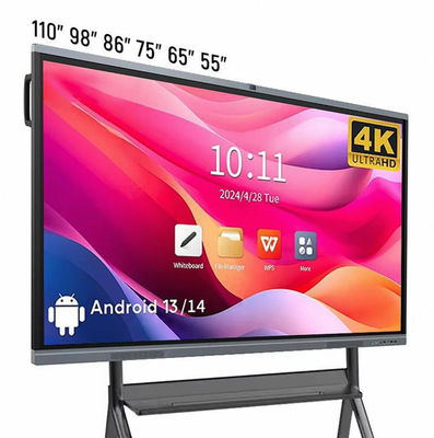4K HD المدرسة اللوحة البيضاء التفاعلية Android13 8 128G Win10 نظام مزدوج شاشة لمس